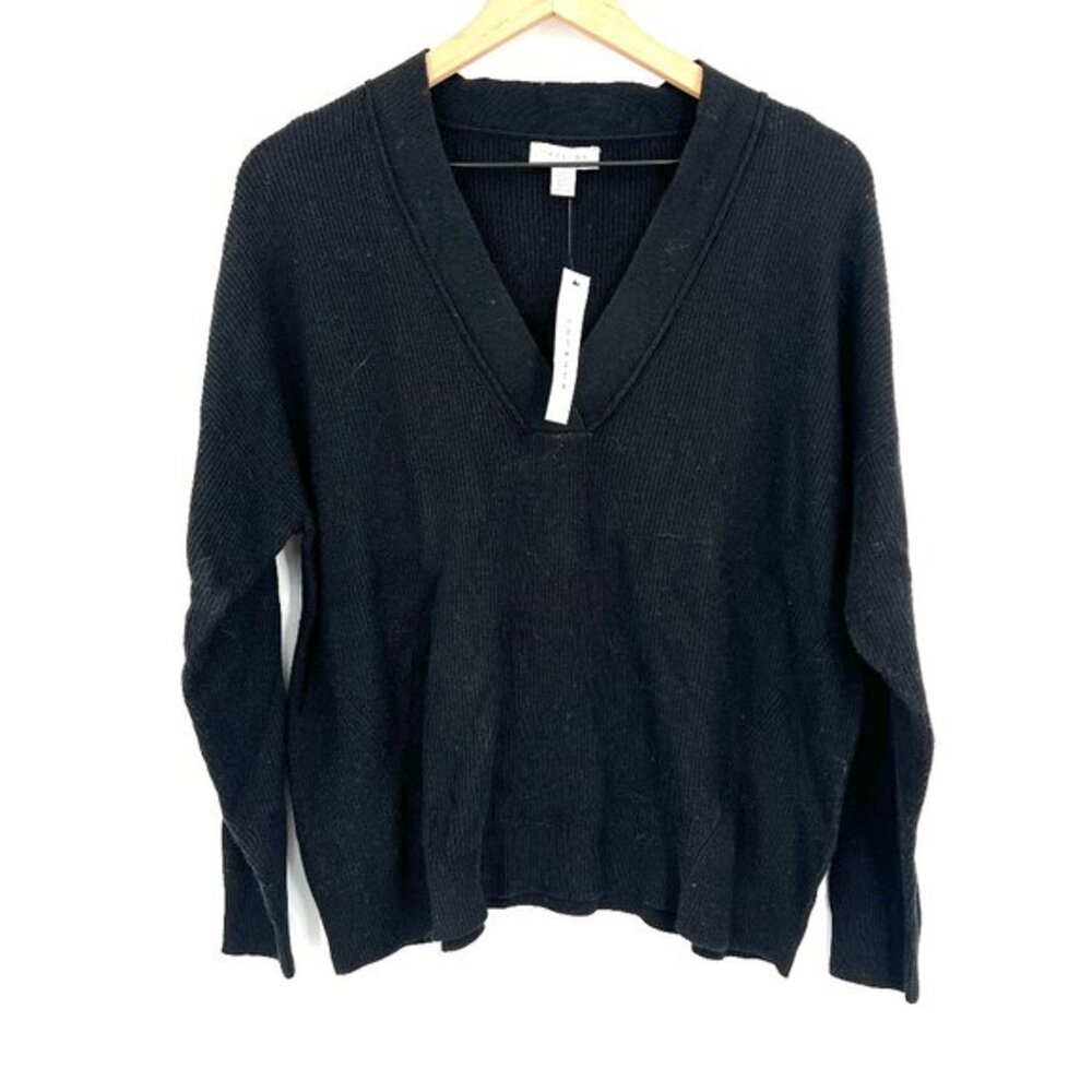 NEW Topshop v-neck oversized ribbed lightweight sweater blackâ classic top 4 6